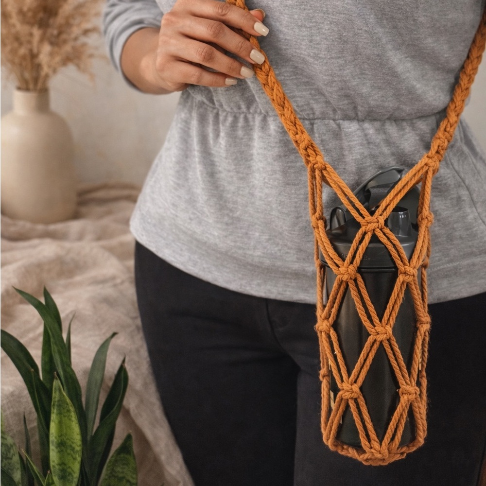 Handmade Macramé Bottle Holder 💗